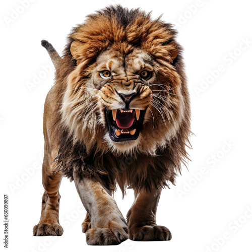 Angry Lion with Fierce Expression Isolated on Transparent or White Background  PNG