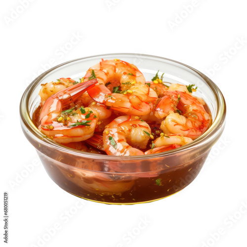 Bowl of shrimp marinade isolated on transparent background,transparency 