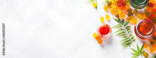 CBD Gummies background with copy space photo