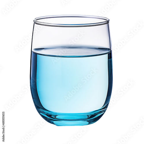 Wine glass with clear blue water liquid isolated on transparent background,transparency 