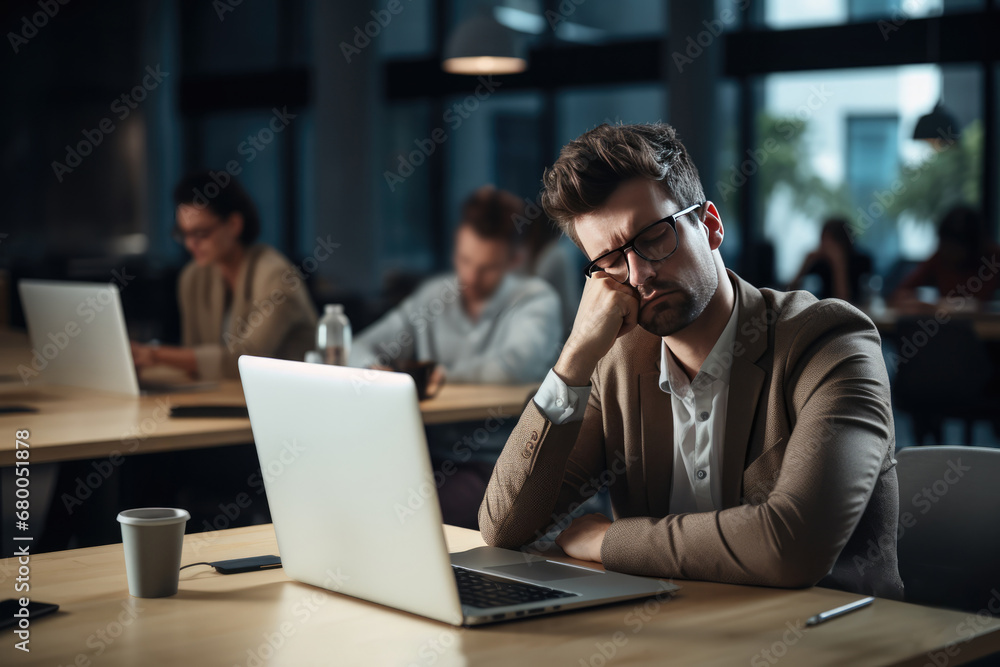 A Man Sitting At A Desk With A Laptop A Man Sitting At A Desk With A Laptop