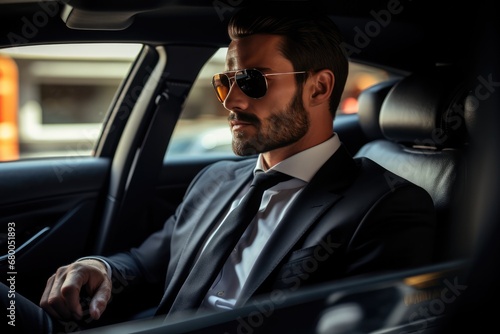Luxury Car Chauffeur In Focus. Сoncept Luxury Car Rentals, Professional Chauffeurs, Premium Vehicle Fleet, Vip Transportation © Anastasiia