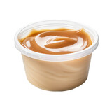 caramel dip sauce,white plastic container of caramel dip sauce isolated on transparent background,transparency 