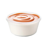 bbq dip sauce,white plastic container of bbq dip sauce isolated on transparent background,transparency 