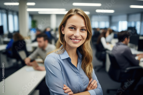 Smiling Woman At Office Caught In Photo