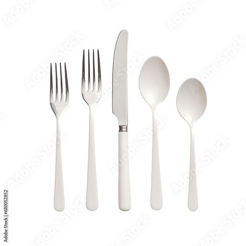 White cutlery isolated on transparent background,transparency 