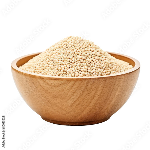 White sesame,wooden bowl of white sesame isolated on transparent background,transparency 