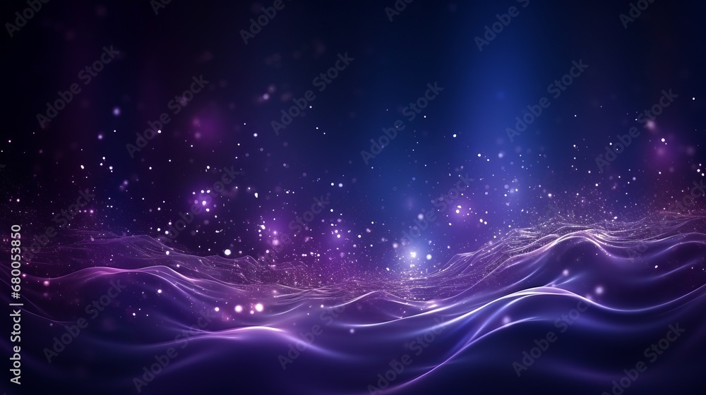 Fototapeta premium Majestic Purple Wave Crashing over a Black Ocean, generative ai