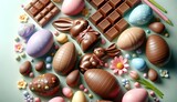 Photo gros plan de délicieux chocolats de Pâques, parfaits comme dessert ou bonbon. Image idéale pour les amateurs de bon vivant et d'aliments gourmands.