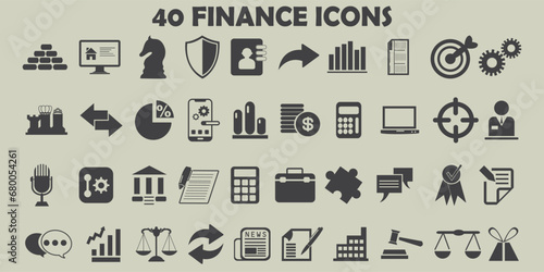 finance icons. business flat icons.
