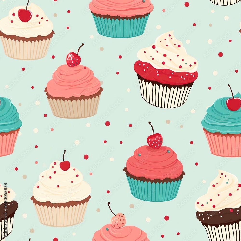 Cupcakes colorful seamless pattern background Cupcakes colorful seamless pattern background