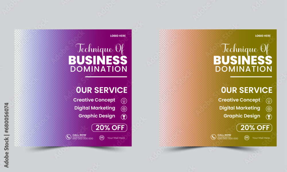 Fototapeta premium Modern Social square web banner for social media post template design, Facebook Post, Instagram Post template