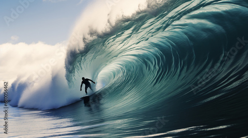 Surfer on Blue Ocean Wave © Cedar