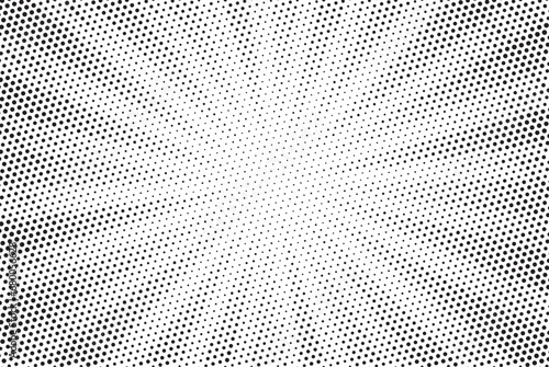 Halftone gradient sun rays pattern. abstract halftone vector dots background. monochrome dots pattern. pop art, comic small dots. star rays halftone poster. shine, explosion. sunrise rays background.