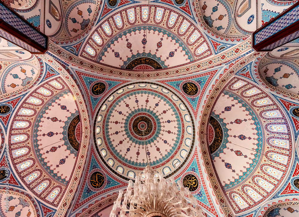 Mosque Merkez Kulliye of Manavgat near Antalya, Mosaic cupolas, Turkey