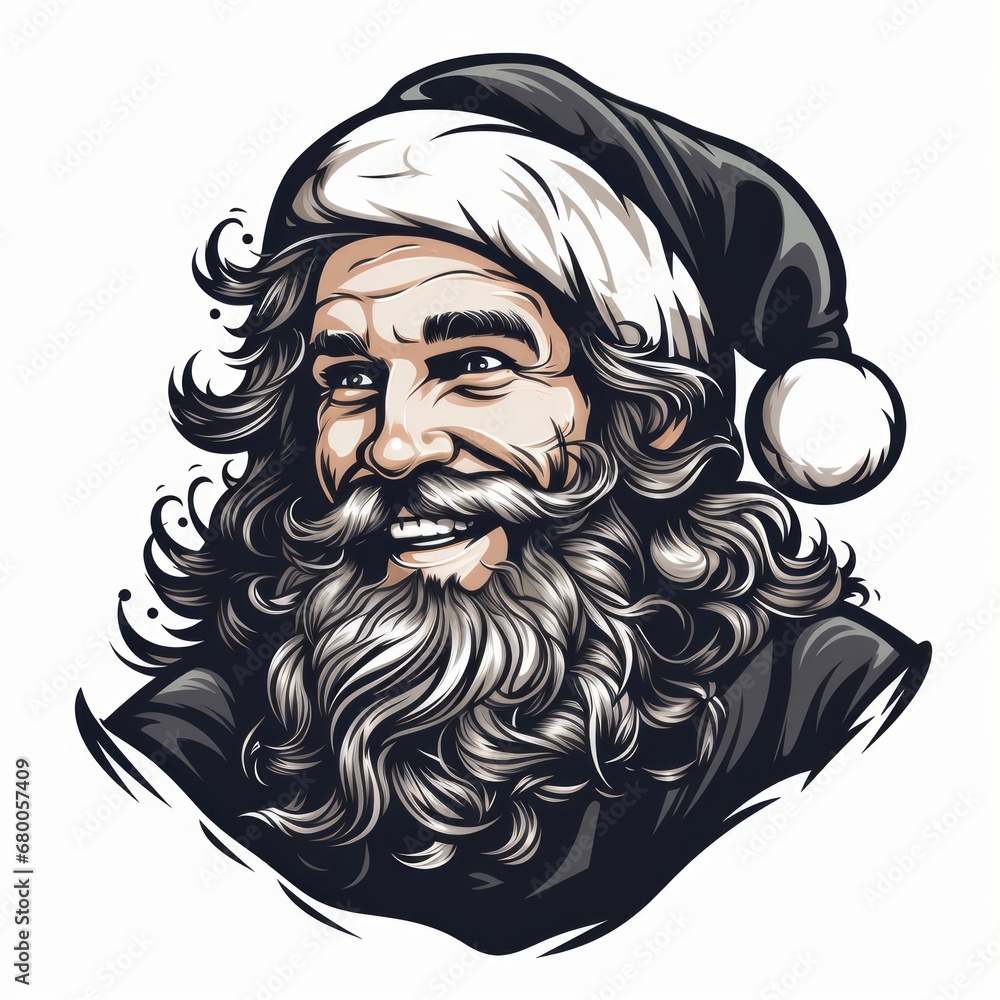 Santa claus face, vector logo illustration, AI generated Santa claus face, vector logo illustration, AI generated