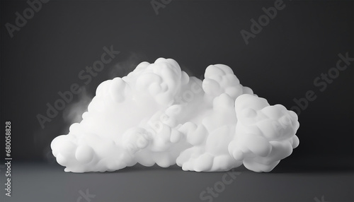 White 3d cartoon cloud black background. cartoon clouds on dark background. Various white cloud shapes for games, animations, web. illustration Copy space