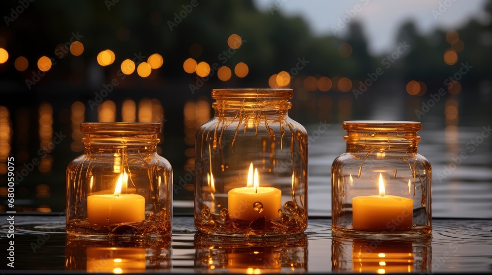 A Trio Of Floating Candles In A Glass Hurricane , Background For Banner, HD A Trio Of Floating Candles In A Glass Hurricane , Background For Banner, HD