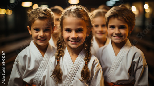 A group of martial arts kids in a studio