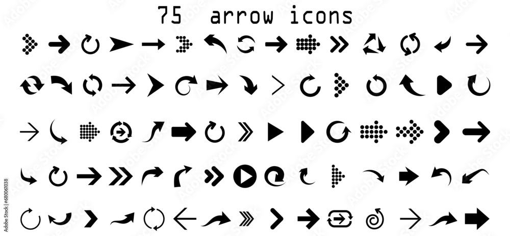 black arrow icons. flat design.