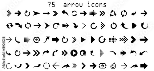 black arrow icons. flat design.