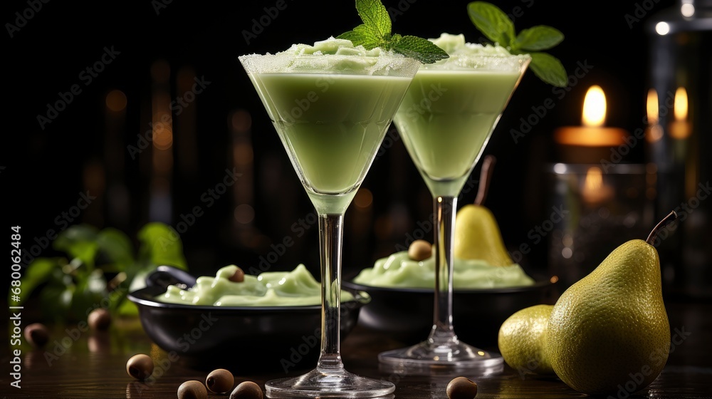 A Photo Showing A Pear-Infused Cocktail , Background For Banner, HD