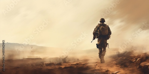 Close-up Portrait of a Modern Israeli Soldier in Combat Gear. Generative ai photo