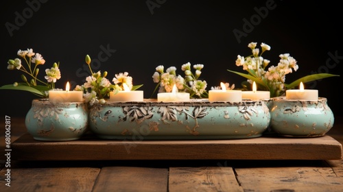 A Rustic Wooden Tray Adorned With Vanilla-Scented , Background For Banner, HD