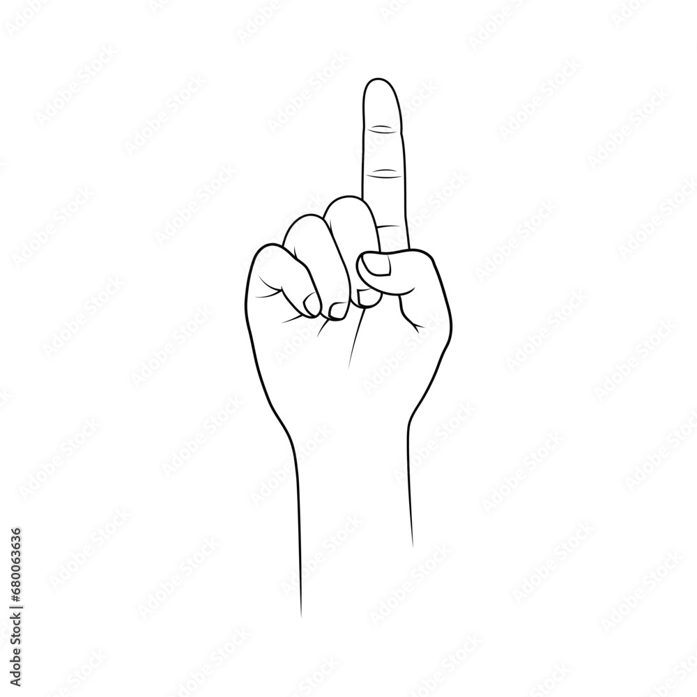 Hand Showing Index Finger. Pointing Up Direction. Symbol of Tauheed. Editable Stroke. Adjustable Stroke Width. Hand Showing Index Finger. Pointing Up Direction. Symbol of Tauheed. Editable Stroke. Adjustable Stroke Width.