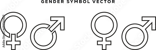 Abstract gender symbol vector. Trendy gender symbol, male female sign, men women symbol, toilet wc flat vector set illustration. Icons