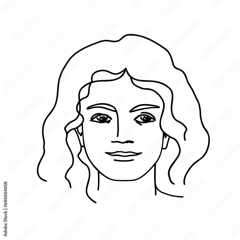 line drawing girl face. female linear portrait. Outline kid avatar line drawing girl face. female linear portrait. Outline kid avatar