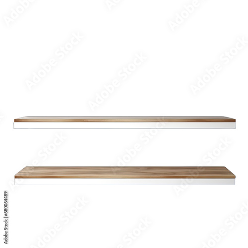 Empty Shelf Isolated on Transparent or White Background, PNG