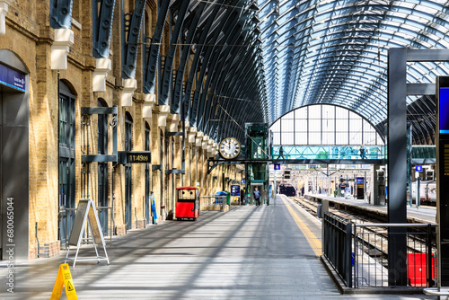Empty platforms at King's Cross railway station in London, England