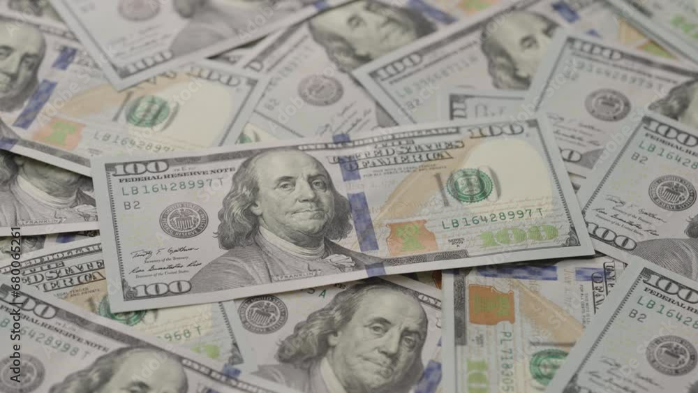 Closeup slide background of 100 dollar bills new style Closeup slide background of 100 dollar bills new style