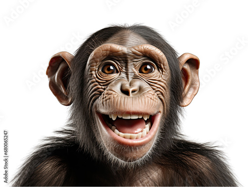Chimpanzee Face Isolated on Transparent or White Background, PNG