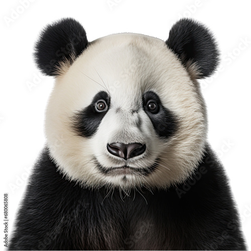 Panda Face Close-up Isolated on Transparent or White Background  PNG