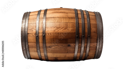 Wine Barrel on its Side Isolated on Transparent or White Background, PNG