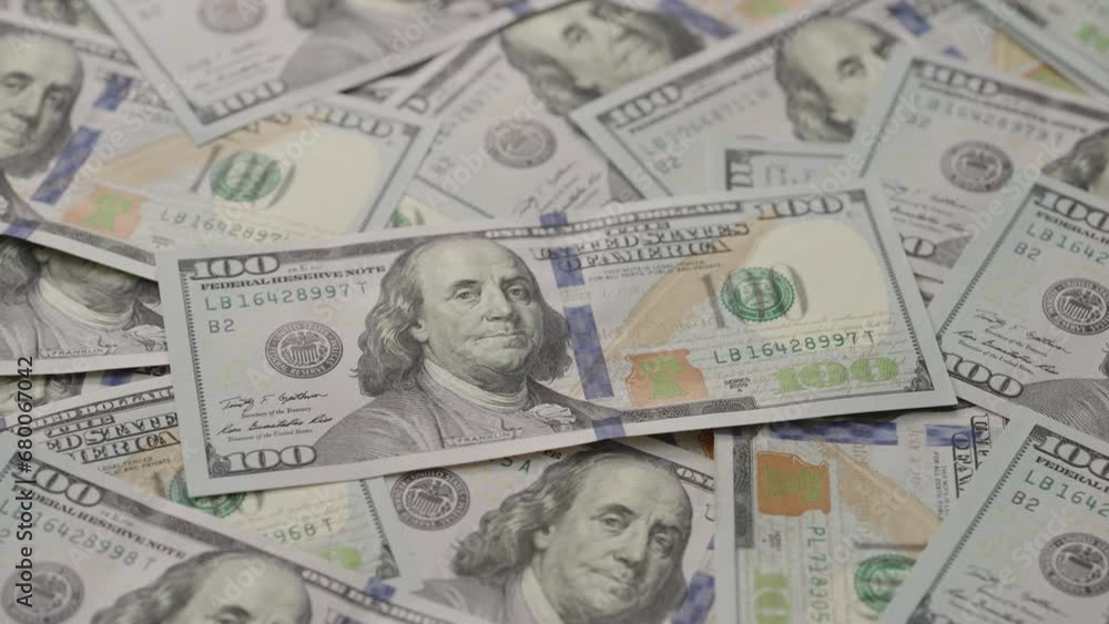 Closeup slide background of 100 dollar bills new style Closeup slide background of 100 dollar bills new style