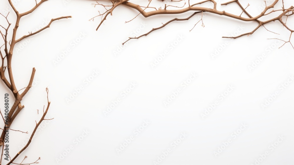 Fototapeta premium dry branches on a white background with space for text.