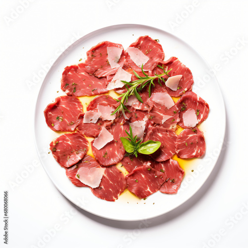 Top view of French food Beef Carpaccio