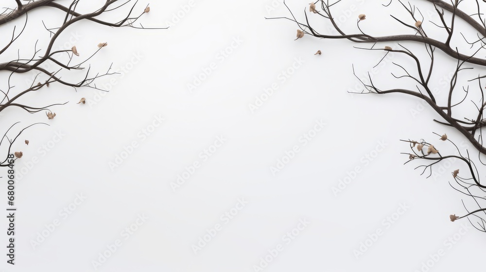 dry branches on a white background with space for text. dry branches on a white background with space for text.