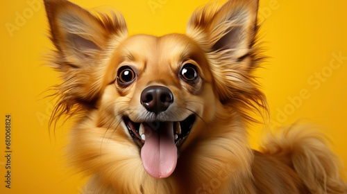 A Mixed-Breed Dog With A Happy Tongue-Out Express , Background For Banner, HD