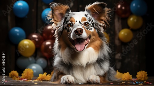A Mixed-Breed Pup Playing With Various Toys    Background For Banner  HD