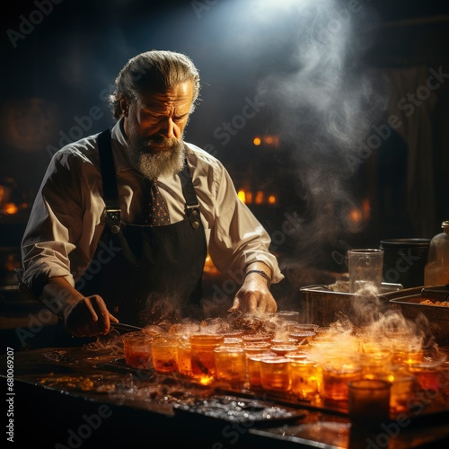 A Mixologist Preparing A Smoky Old-Fashioned Cock , Background For Banner, HD
