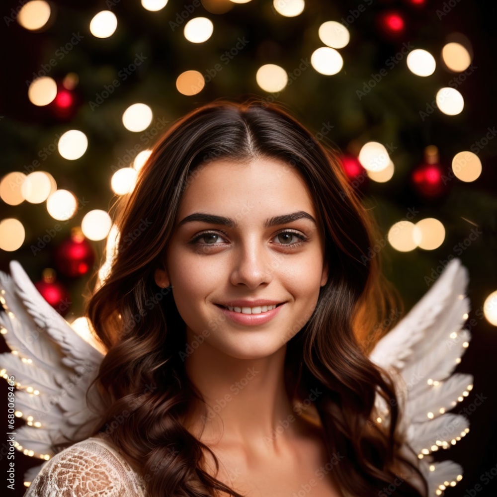 woman christmas tree (angel) smiling