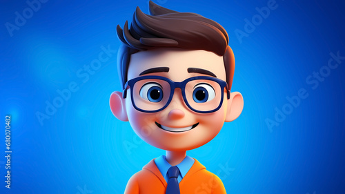 Cartoon boy wearing glasses illustration picture 