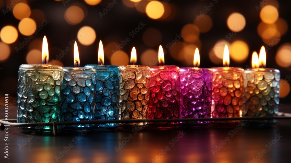 A Display Of Multi-Colored Hanukkah Candles Hanuk , Background For Banner, HD A Display Of Multi-Colored Hanukkah Candles Hanuk , Background For Banner, HD