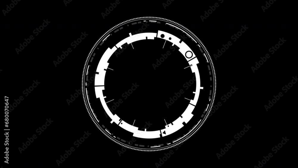 HUD sci-fi circle interface on isolated black background. HUD sci-fi circle interface on isolated black background.