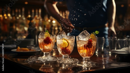 A Bartender Pouring A Sophisticated Dark , Background For Banner, HD