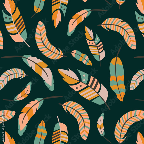 leaves and feathers pattern